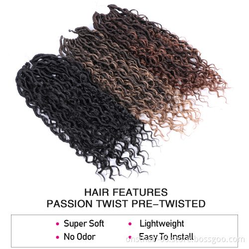2021 Factory wholesale 18inch Messy Goddess Locs River Faux Locs Crochet Braid Passion Twist Nu locs Hair Extensions for woman